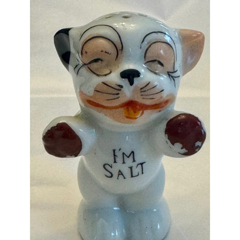 Vintage 1950s Anthropomorphic Cat Salt Pepper Shakers Made in Japan Kitsch‎